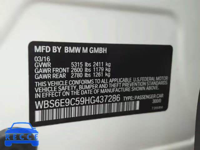 2017 BMW M6 GRAN CO WBS6E9C59HG437286 image 9