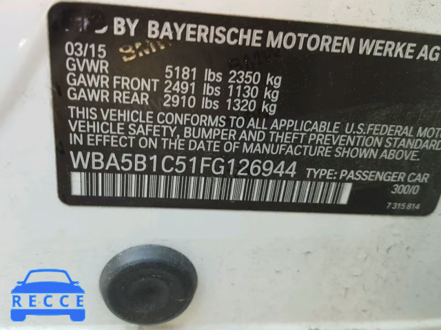 2015 BMW 535 I WBA5B1C51FG126944 image 9
