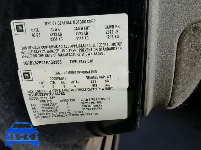 1996 CHEVROLET IMPALA 1G1BL52P0TR153283 image 9