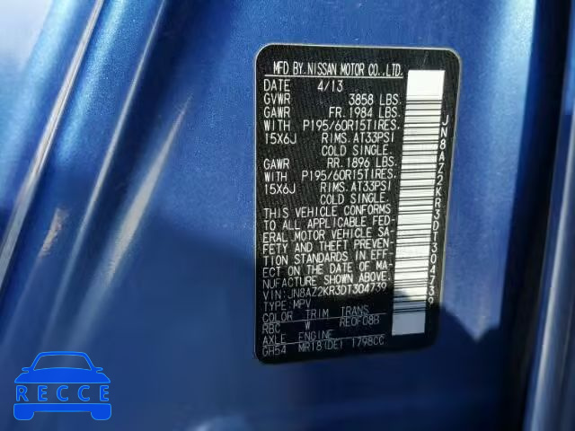 2013 NISSAN CUBE S JN8AZ2KR3DT304739 Bild 9