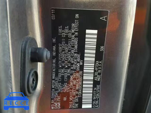 2011 TOYOTA SIENNA BAS 5TDKA3DC8BS007290 image 9