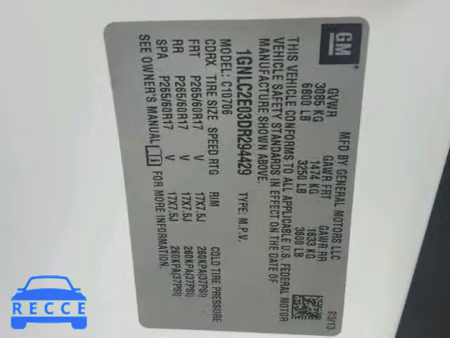 2013 CHEVROLET TAHOE POLI 1GNLC2E03DR294429 image 9