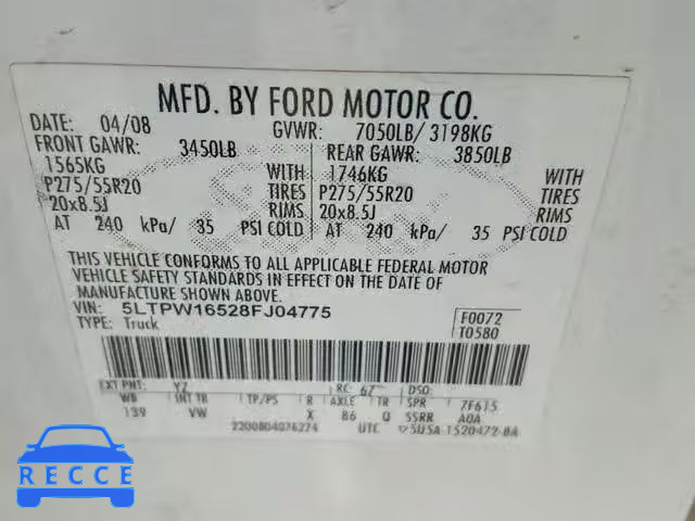 2008 LINCOLN MARK LT 5LTPW16528FJ04775 Bild 9