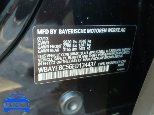2014 BMW 750 LI WBAYE8C56ED134437 зображення 9
