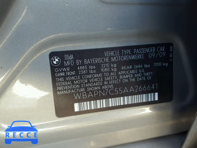 2010 BMW 335 D WBAPN7C55AA266641 зображення 9