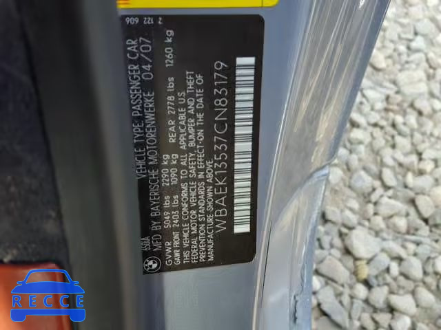 2007 BMW 650 I WBAEK13537CN83179 зображення 9