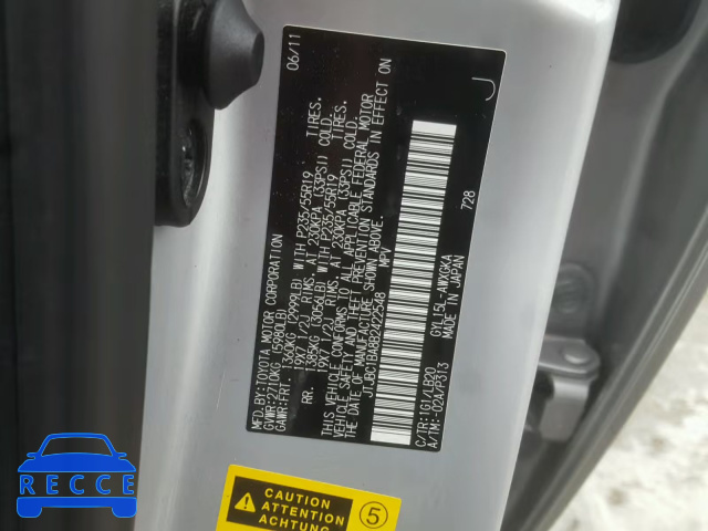 2011 LEXUS RX 450 JTJBC1BA8B2422548 image 9