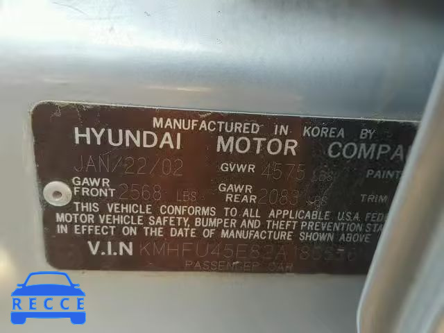 2002 HYUNDAI XG 350 KMHFU45E82A180556 image 9