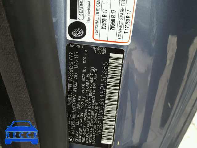 2005 BMW 330 CI WBABW53445PL50665 image 9