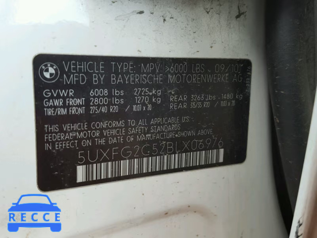 2011 BMW X6 XDRIVE3 5UXFG2C52BLX06976 image 9