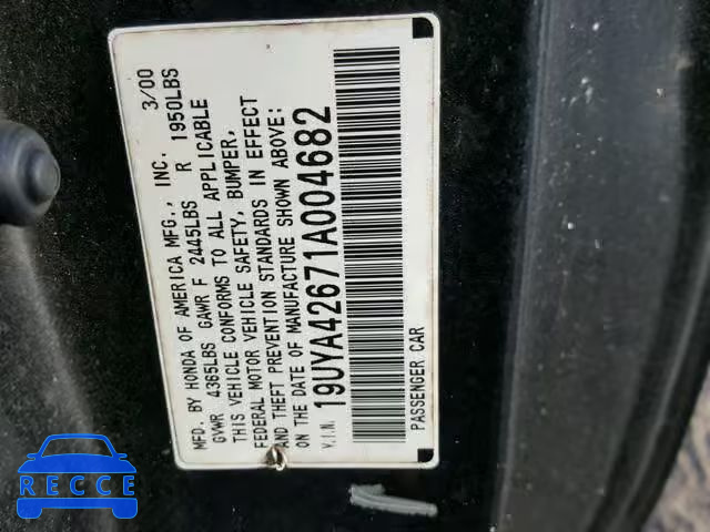 2001 ACURA 3.2CL TYPE 19UYA42671A004682 image 9