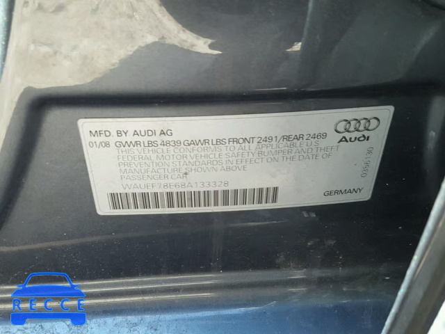 2008 AUDI A4 S-LINE WAUEF78E68A133328 image 9