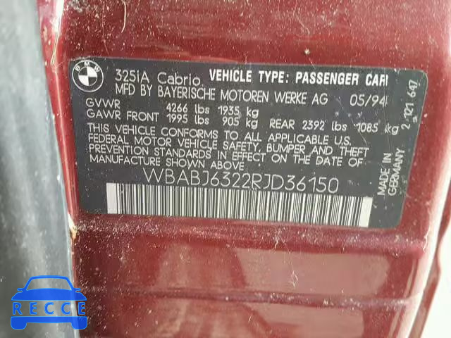 1994 BMW 325 IC AUT WBABJ6322RJD36150 image 9