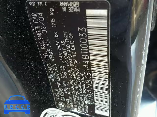 2004 BMW 545 I WBANB33544B110033 image 9