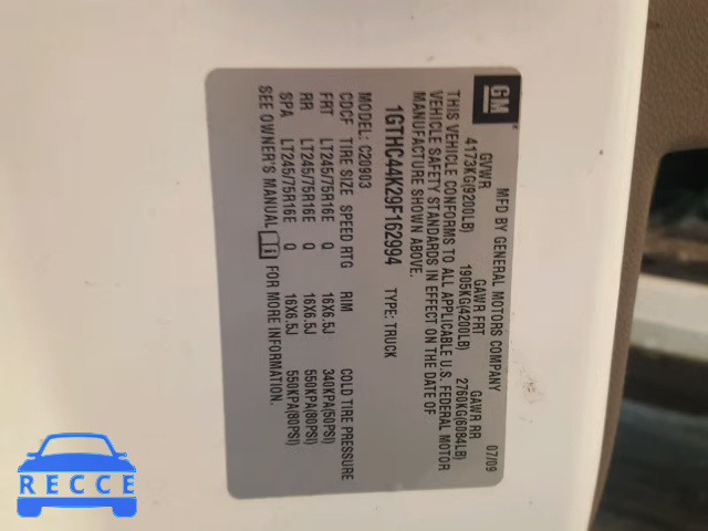 2009 GMC SIERRA C25 1GTHC44K29F162994 image 9
