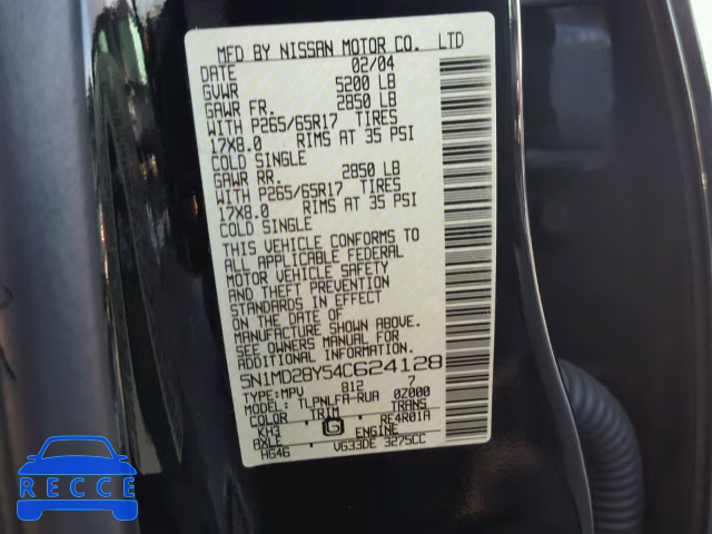 2004 NISSAN XTERRA SE 5N1MD28Y54C624128 image 9