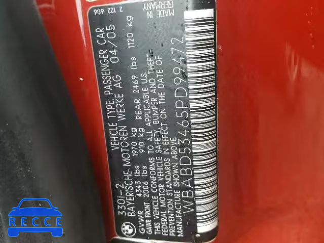2005 BMW 330 CI WBABD53465PD99472 image 9