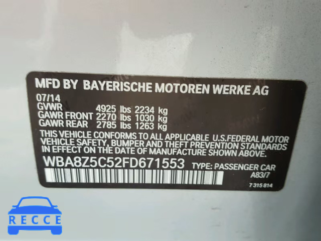 2015 BMW 328 XIGT WBA8Z5C52FD671553 Bild 9