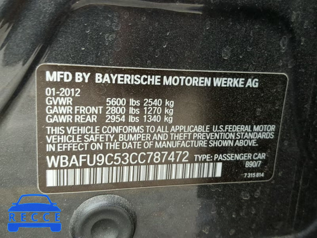 2012 BMW 550 XI WBAFU9C53CC787472 image 9