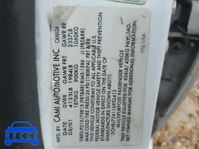 2001 CHEVROLET TRACKER ZR 2CNBJ734116952412 image 9