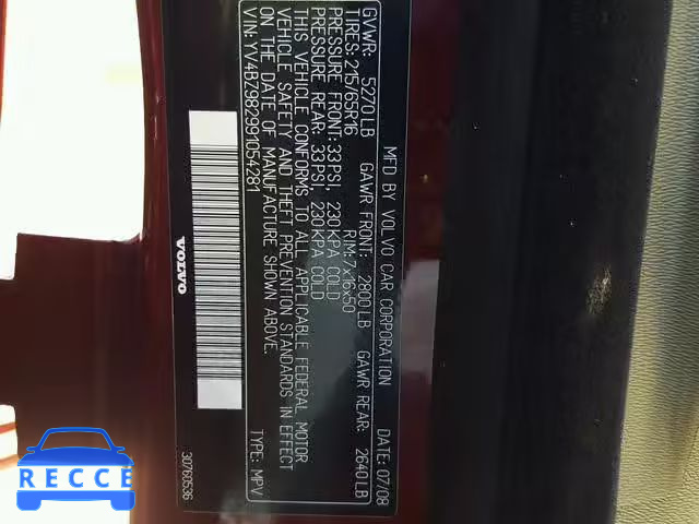 2009 VOLVO XC70 3.2 YV4BZ982991054281 зображення 9