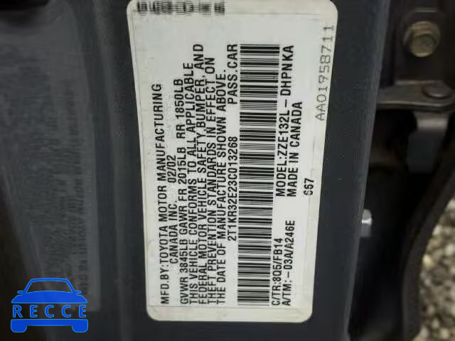 2003 TOYOTA MATRIX BAS 2T1KR32E23C013268 Bild 9