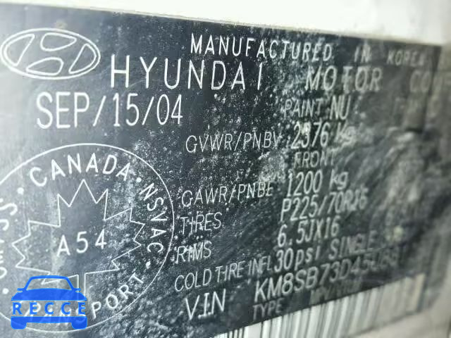 2005 HYUNDAI SANTA FE B KM8SB73D45U881260 image 9