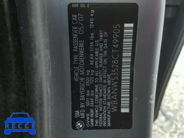 2008 BMW 550 I WBANW53528CT49905 image 9