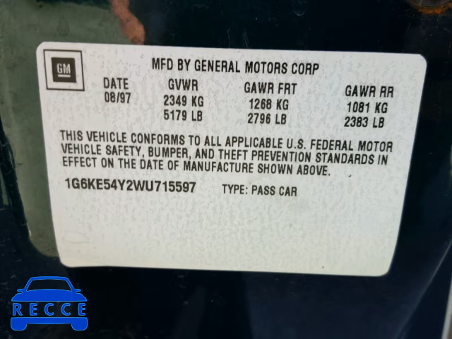 1998 CADILLAC DEVILLE DE 1G6KE54Y2WU715597 image 9