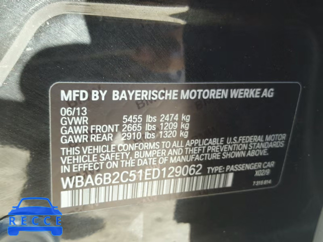 2014 BMW 650 I WBA6B2C51ED129062 Bild 9