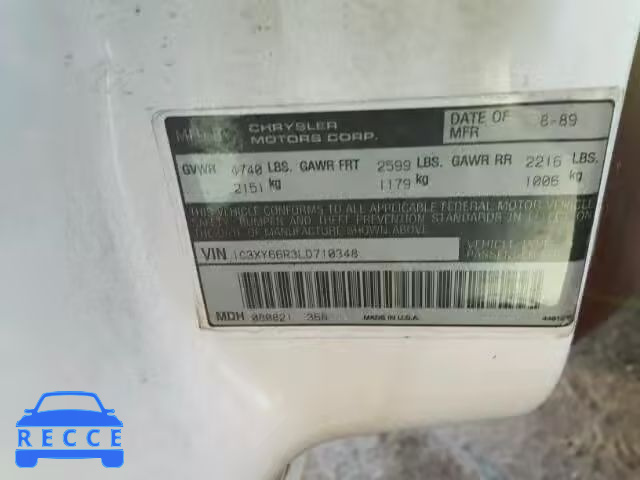 1990 CHRYSLER NEW YORKER 1C3XY66R3LD710348 image 9