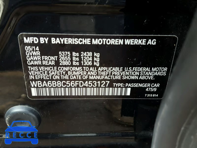 2015 BMW 640 XI WBA6B8C56FD453127 зображення 9