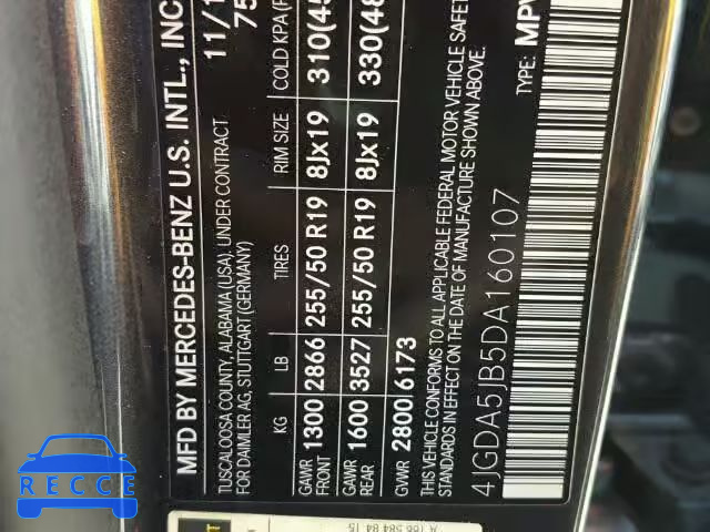 2013 MERCEDES-BENZ ML 350 4JGDA5JB5DA160107 image 9