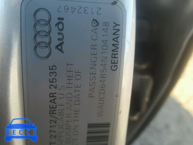 2004 AUDI A6 S-LINE WAUCD64B54N104148 Bild 9