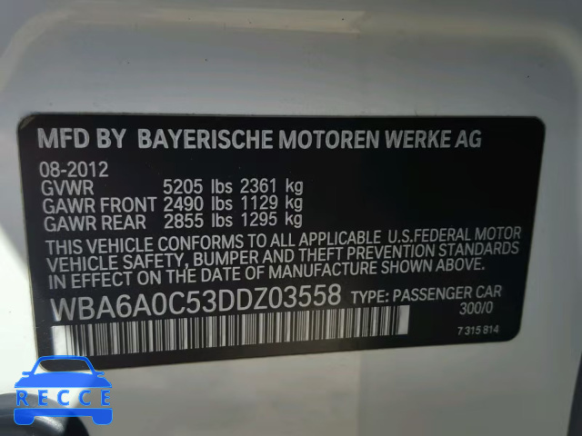 2013 BMW 640 I WBA6A0C53DDZ03558 image 9