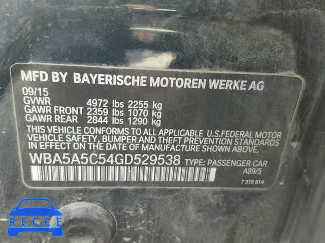 2016 BMW 528 I WBA5A5C54GD529538 image 9