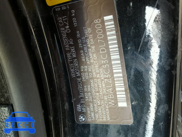 2012 BMW 650 I WBALZ3C53CDL70008 зображення 9