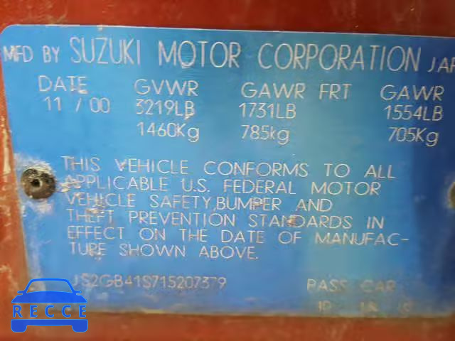 2001 SUZUKI ESTEEM GL JS2GB41S715207379 image 9