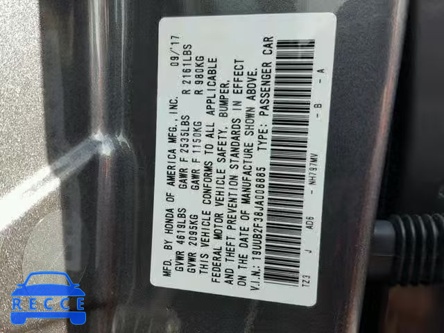 2018 ACURA TLX 19UUB2F38JA008885 image 9