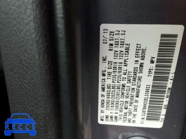 2014 ACURA RDX BASE 5J8TB4H30EL008653 image 9