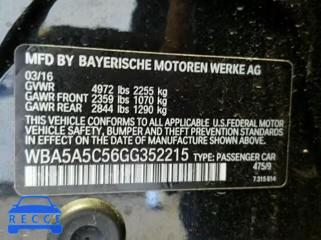 2016 BMW 528 I WBA5A5C56GG352215 image 9