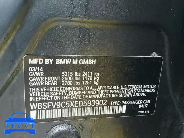 2014 BMW M5 WBSFV9C5XED593902 зображення 9