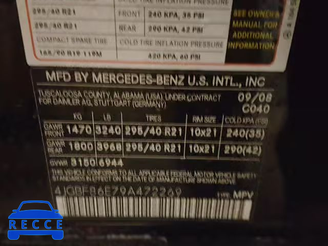 2009 MERCEDES-BENZ GL 550 4MA 4JGBF86E79A472269 Bild 9