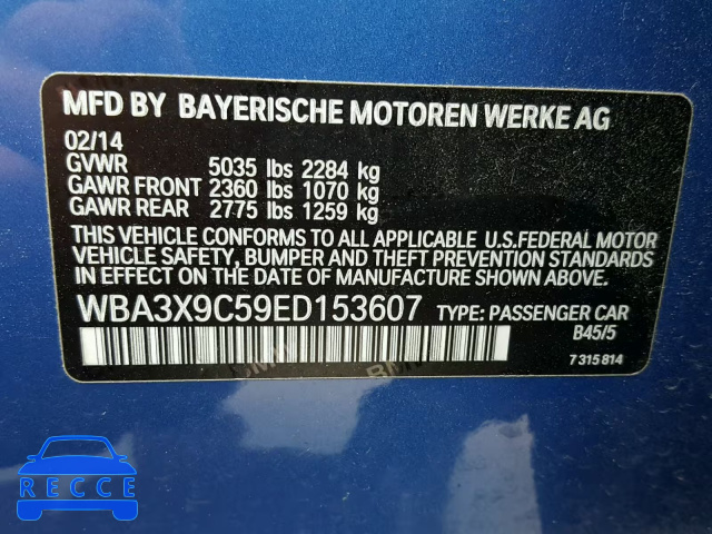 2014 BMW 335 XIGT WBA3X9C59ED153607 зображення 9
