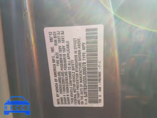 2013 ACURA RDX BASE 5J8TB3H33DL006078 Bild 9