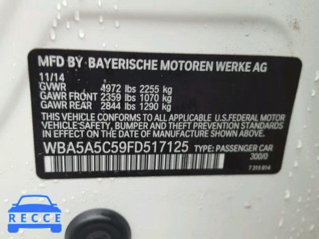 2015 BMW 528 I WBA5A5C59FD517125 image 9