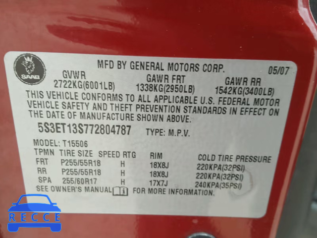 2007 SAAB 9-7X 4.2I 5S3ET13S772804787 image 9