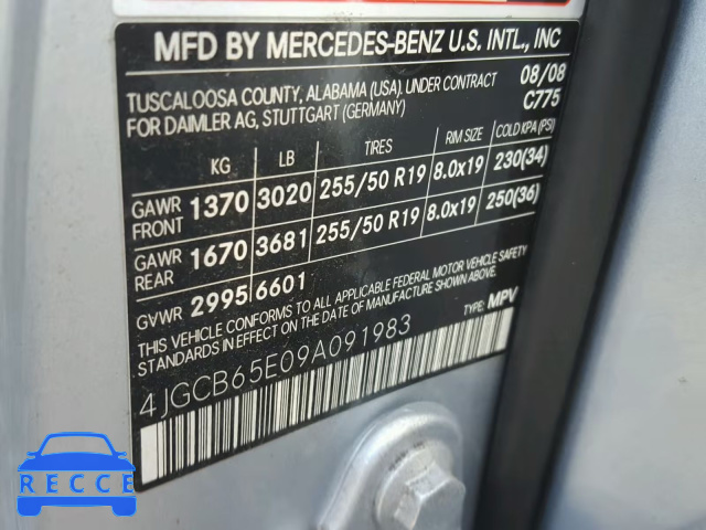 2009 MERCEDES-BENZ R 350 4MAT 4JGCB65E09A091983 image 9