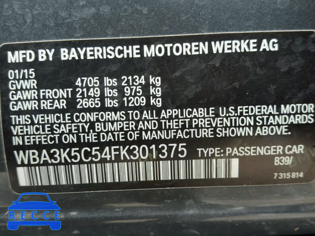 2015 BMW 328 D WBA3K5C54FK301375 image 9