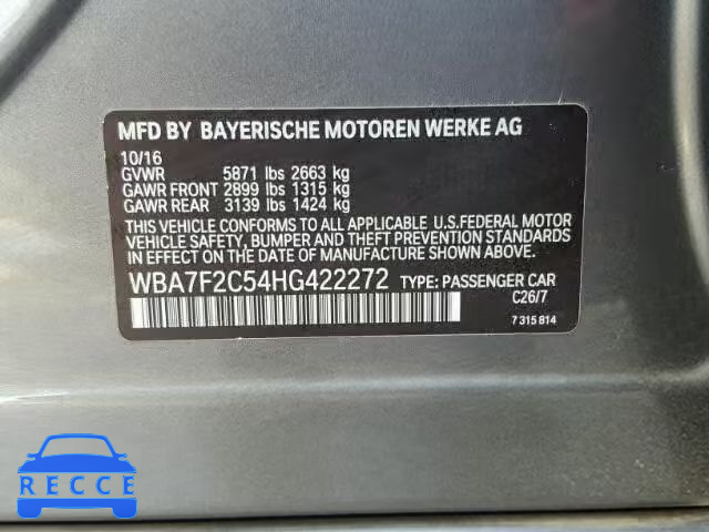 2017 BMW 750 XI WBA7F2C54HG422272 Bild 9